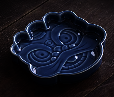 Hot Recommended Retro Embossed Ceramic Auspicious New Year Beast Refreshment Tray (Ji Lan) (Size: Length 15.5CM*Height 2.4CM)
