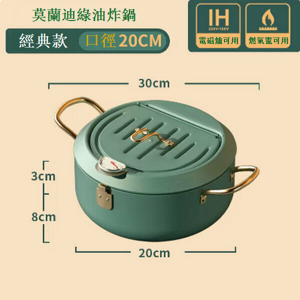 熱推家用深溫控油小型炸油鍋【綠色】