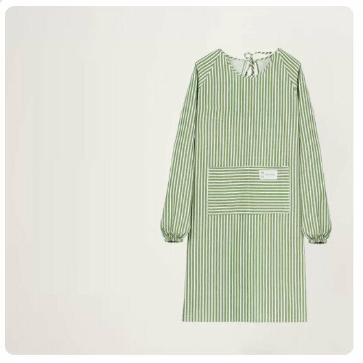 Hot recommended long-sleeved apron [cotton and linen breathable/long-sleeved-green]