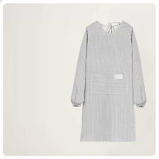 Hot recommended long-sleeved apron [cotton and linen breathable/long-sleeved-light gray]
