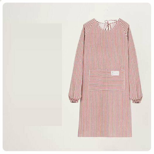 Hot recommended long-sleeved apron [cotton and linen breathable/long-sleeved-red]