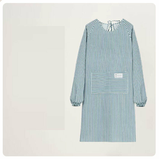 Hot recommended long-sleeved apron [cotton and linen breathable/long-sleeved-turquoise]