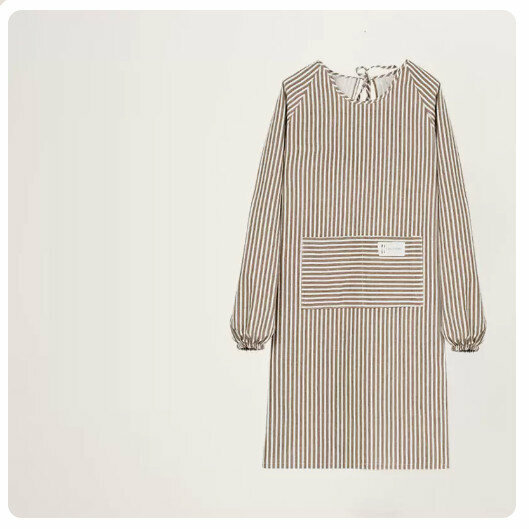 Hot recommended long-sleeved apron [cotton and linen breathable/long-sleeved-brown]