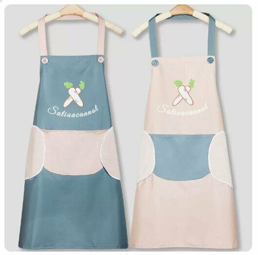 Hotly recommended waterproof and oil-proof apron for kitchen and catering [can wipe hands] Radish-Danqing Blue + Khaki Powder]