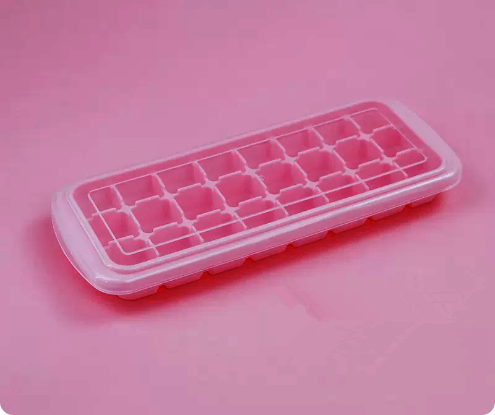 熱推矽膠制冰格（淡粉色24格）（規格：25.4*10*3CM）