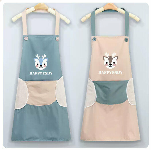 Hotly recommended waterproof and oil-proof apron for kitchen and catering [can wipe hands] (hy Xiaolu-Danqing Blue + hy Xiaolu-khaki powder)