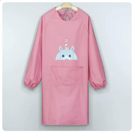 Hot recommended kitchen and dining waterproof and oil-proof long-sleeved apron [waterproof bear pink]