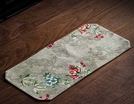 熱推中式香雲紗布藝雙面小茶席(纏蓮2)(尺寸:長48CM*寬22CM)