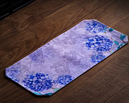 熱推中式香雲紗布藝雙面小茶席(紫藤花)(尺寸:長48CM*寬22CM)