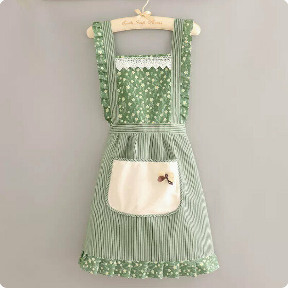 Hotly recommended apron [Canvas spliced ​​hand pocket butterfly princess dress green] [Specification: 90*70CM]