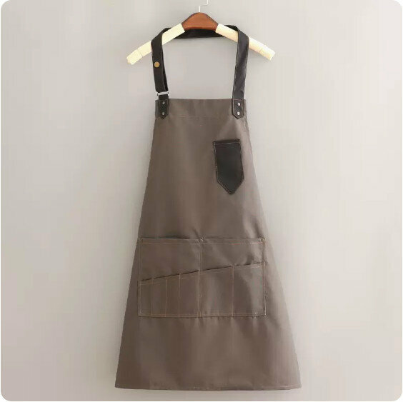 Hotly recommended apron [BD contrasting canvas halterneck with multiple pockets green and black] [Specification: 75*70CM]