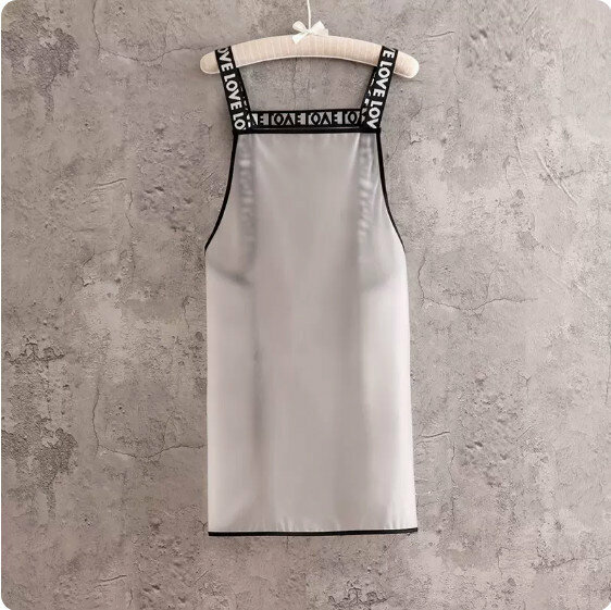 Hot push no-wash and wipeable apron [TPU transparent letter strap, white and no pockets] [Specification: 93CM]