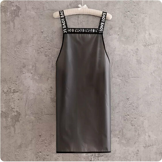 Hot push no-wash and wipeable apron [TPU transparent letter strap, black without pockets] [Specification: 108CM]