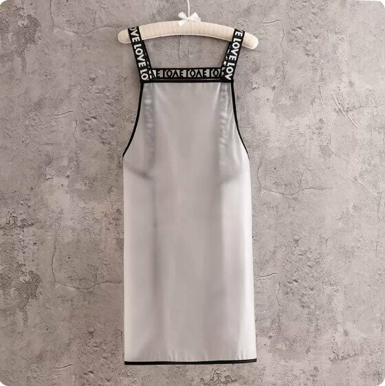 Hot push no-wash and wipeable apron [TPU transparent letter strap, white and no pockets] [Specification: 108CM]