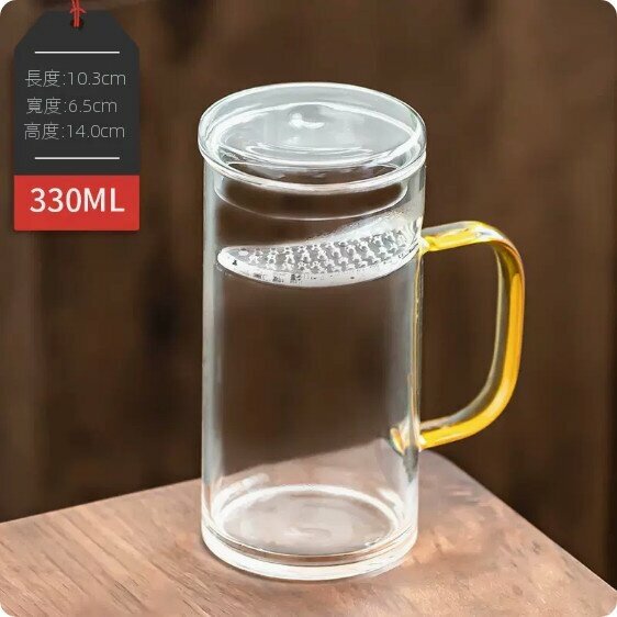 Hot seller heat-resistant glass tea cup [gold-with lid]