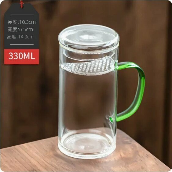 Hot selling heat-resistant glass tea cup [green-with lid]