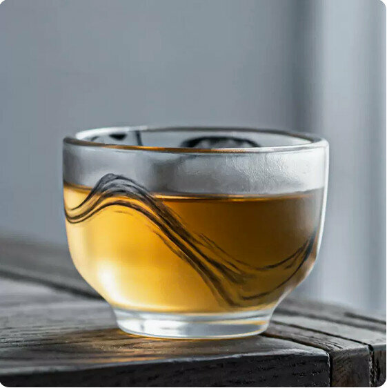 熱賣水墨耐熱玻璃茶杯【曲腹】