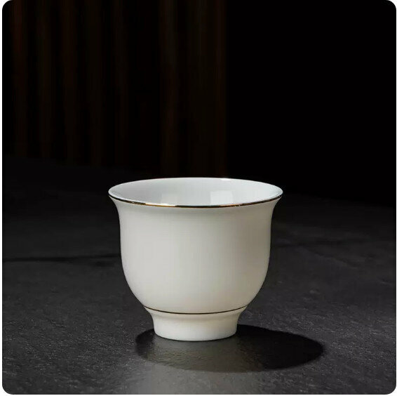 熱賣家用白瓷茶杯【描金-納福杯】