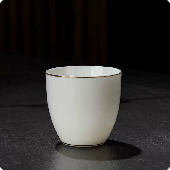 熱賣家用白瓷茶杯【描金-金鐘杯】