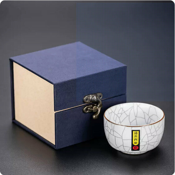 熱賣陶瓷茶盞【月白汝窯（壓手杯）-禮盒裝】