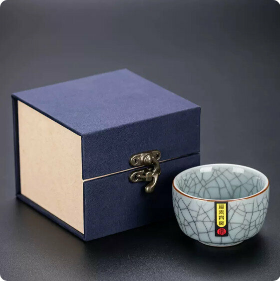 熱賣陶瓷茶盞【天青哥窯（壓手杯）-禮盒裝】