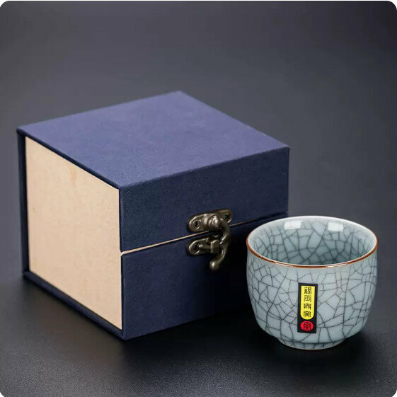 熱賣陶瓷茶盞【天青哥窯（富貴杯）-禮盒裝】