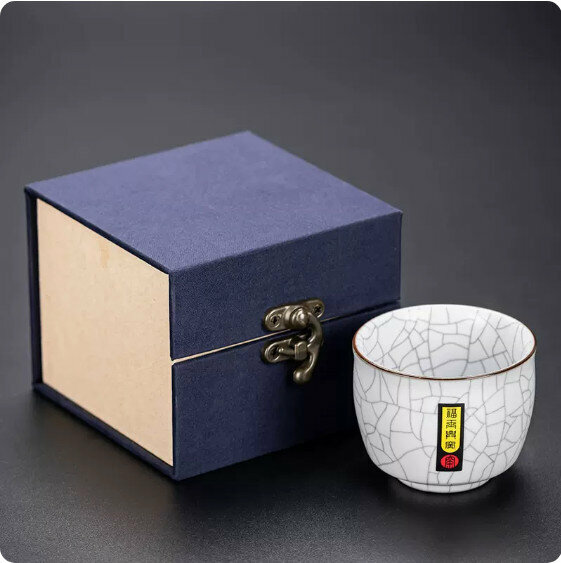 熱賣陶瓷茶盞【月白汝窯（富貴杯）-禮盒裝】