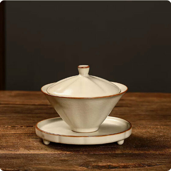 Hot selling beige Ru kiln Sancai bowl [bamboo hat]