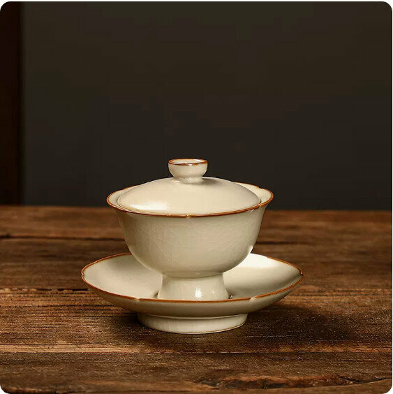 Best Selling Beige Ru Kiln Sancai Bowl [High Leg]