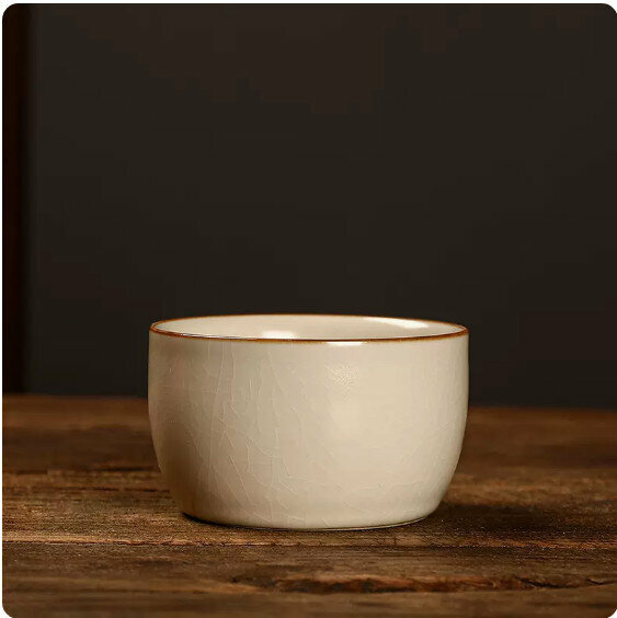 Hot selling beige Ru kiln kung fu tea cup [flat bottom cup]