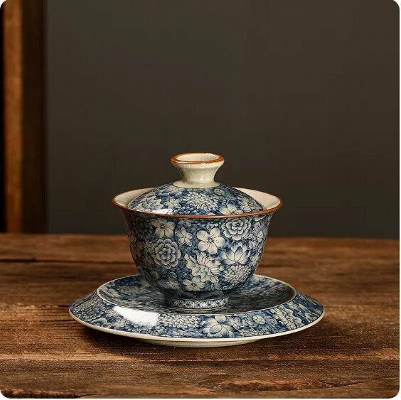Hot selling clay blue and white three-cai bowl [Yuanfang]