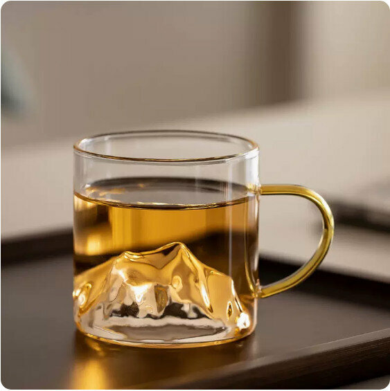 Hot selling heat-resistant glass mountain viewing tea cup [golden yellow]