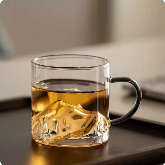 Hot selling heat-resistant glass mountain viewing tea cup [green gray]