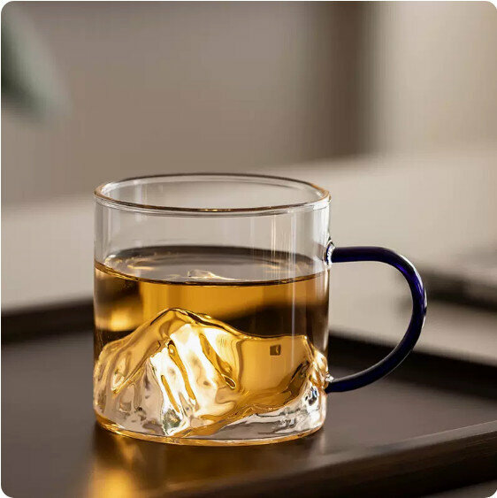 Hot selling heat-resistant glass mountain viewing tea cup [Ji Blue]
