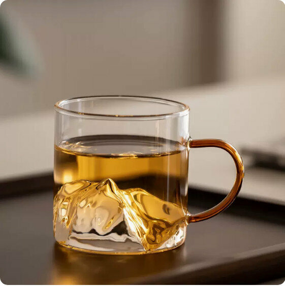 Hot selling heat-resistant glass mountain viewing tea cup [burgundy red]