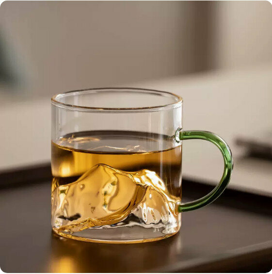 Hot selling heat-resistant glass mountain viewing tea cup [grass green]
