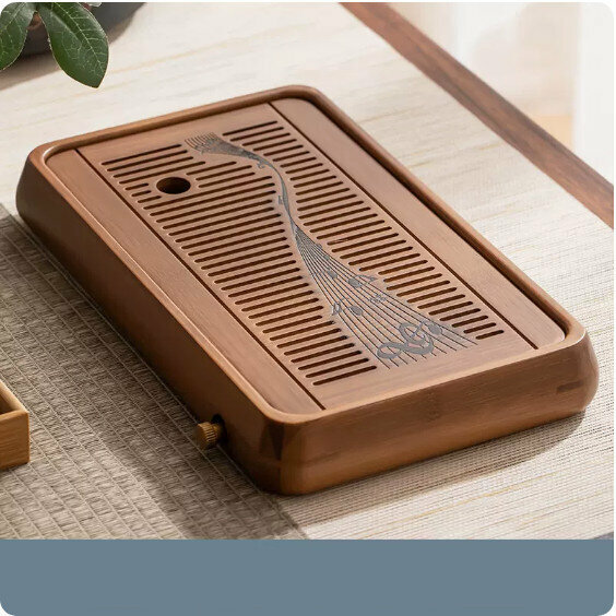 Hot selling dual-purpose rosewood color heavy bamboo tea tray [Small size-Xile Shengshui]