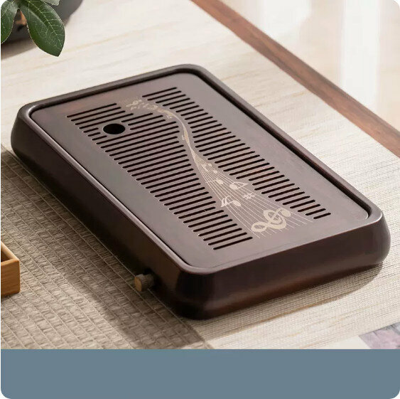 Hot selling dual-purpose walnut color heavy bamboo tea tray [Small size-Xile Water]