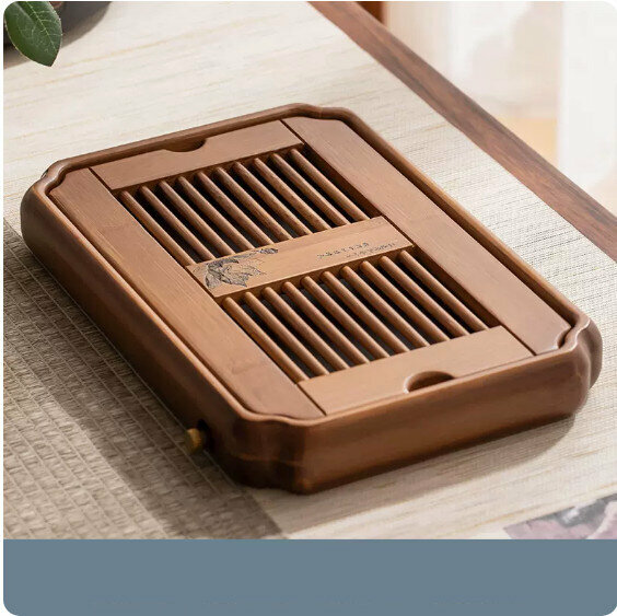 Hot selling two-purpose rosewood color heavy bamboo tea tray [Small size - Lotus water filling]
