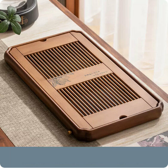 Hot Selling Dual-purpose Rosewood Colored Heavy Bamboo Tea Tray [Large Size - Lotus Holding Water]