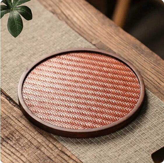 Popular bamboo mat tea tray [round]