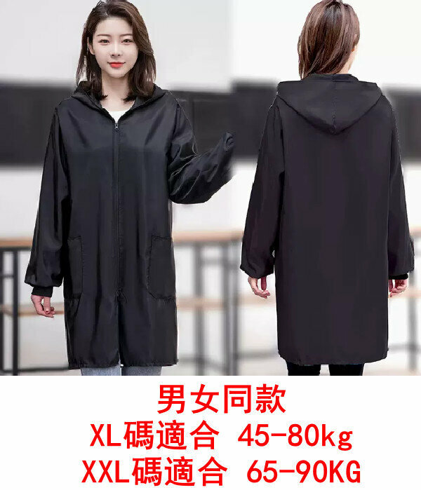 爆款薄款均碼圍裙-單層防潑水正穿拉鏈純黑2XL 
