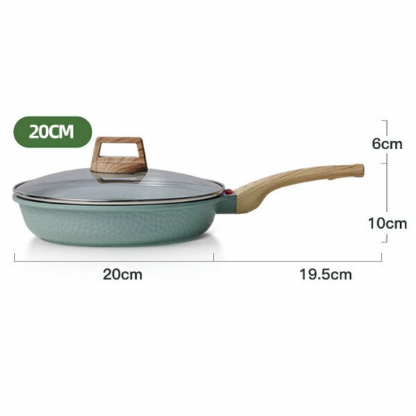 Popular medical stone non-stick frying pan [avocado green 20cm + lid]