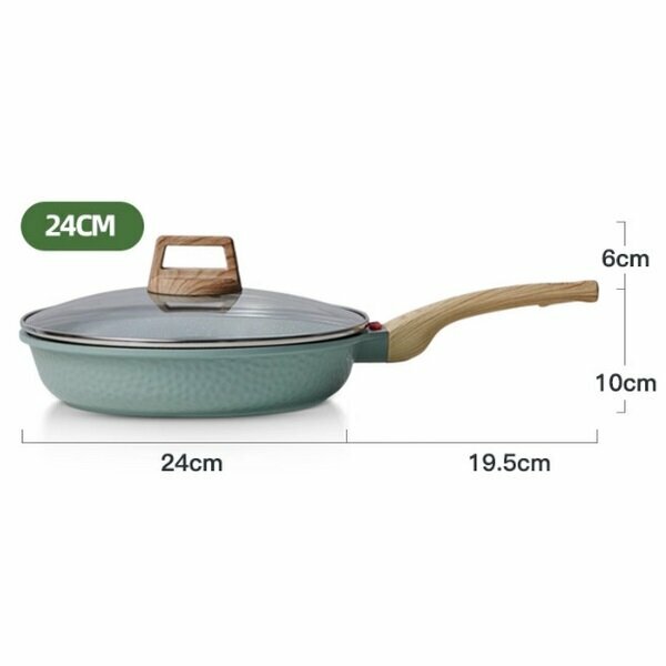 Popular medical stone non-stick frying pan [avocado green 24cm + lid]