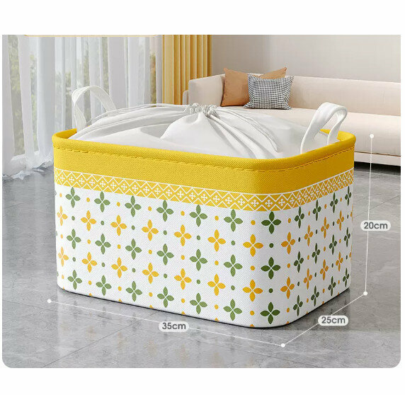 爆款布藝收納箱【琥珀黃(中號-束口)】【35*25*20cm】 
