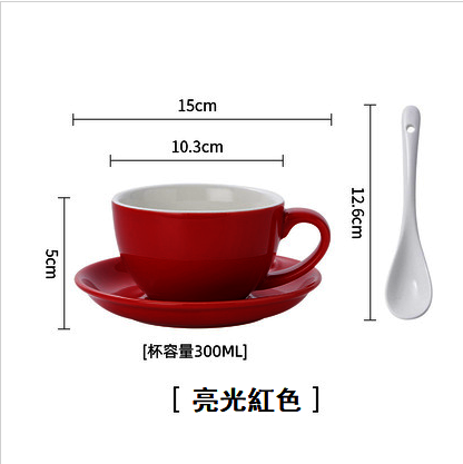爆款紅色300ML（一杯一碟一勺）