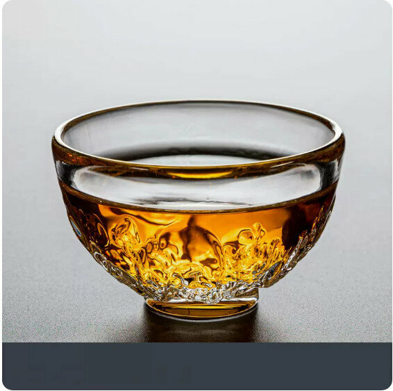 Hotly recommended household glass tea cup [Ice Dew "Long Yun Cup" gold-painted color box]