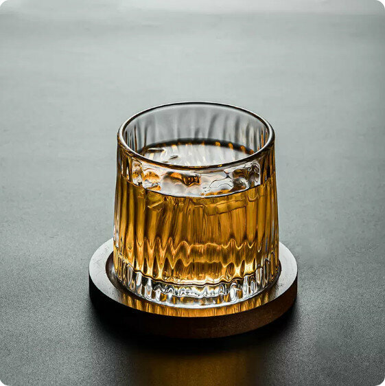 Hotly recommended household glass tea cup [Rotating "Glacier" decompression cup with round bamboo pad]