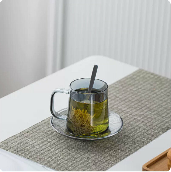 Hot push glass tea cup [smoke gray]