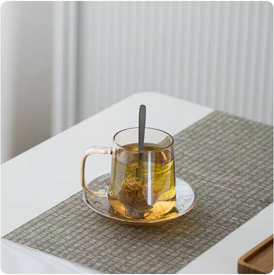 Hot push glass tea cup [Amber]